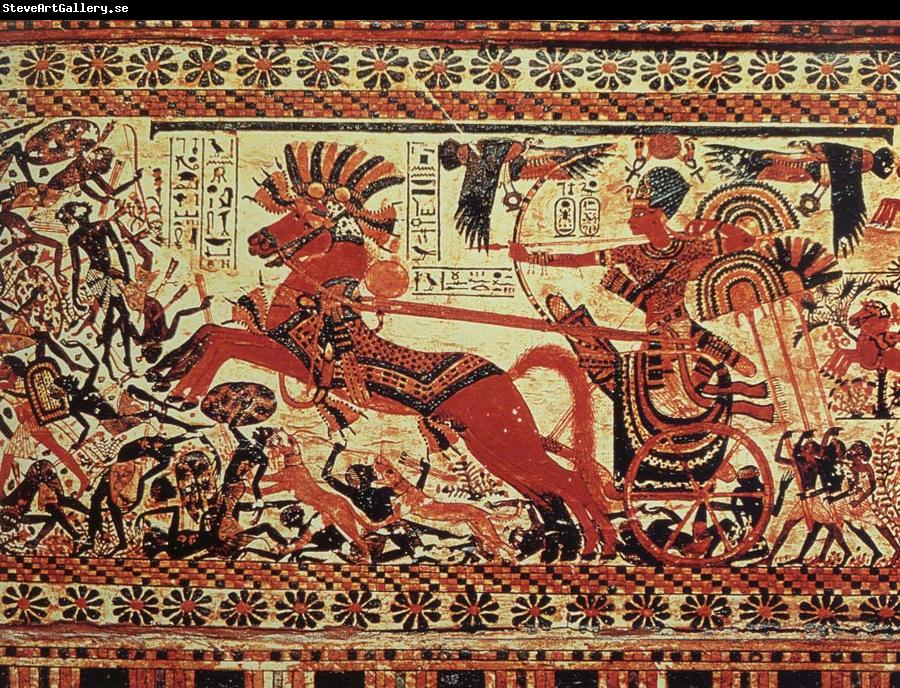unknow artist Agypten Tutanchamun in its Streiwagen in the attack on African